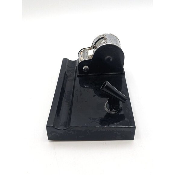 Vintage Perpetual Calendar Pen Holder Office Desk Top Black 6" x 4" - Picture 6 of 8